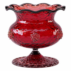 Salviati Murano Red Art Glass Pedestal Bowl circa 1950 1960